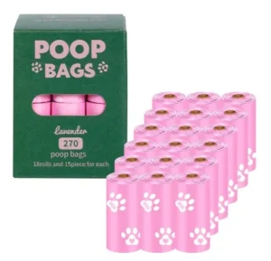 Biologiškai suyrantys ekskrementų maišeliai su levandų kvapu (ritinėliais)